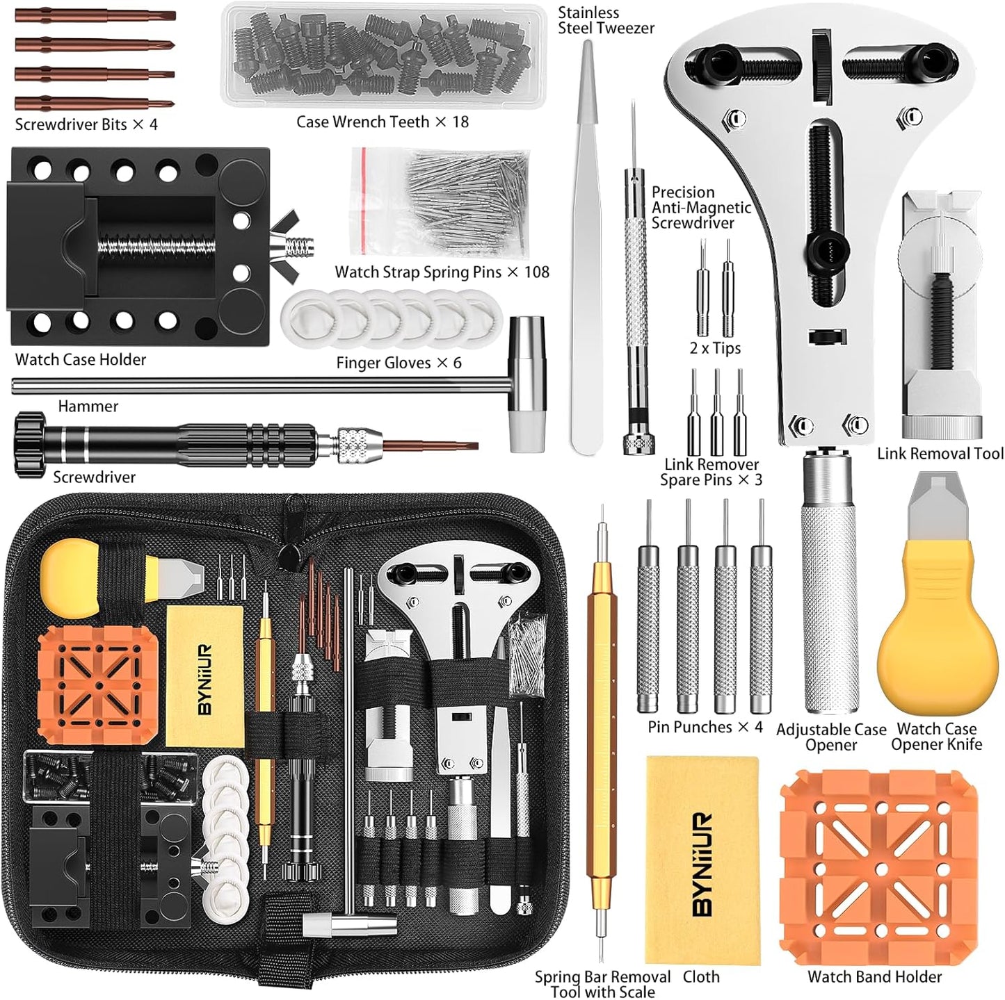 Professional Watch Repair Tool Kit with Case Opener & Link Remover