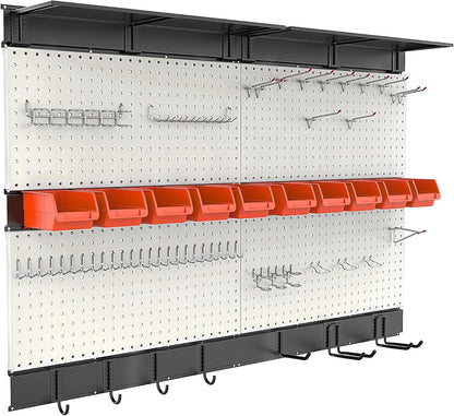 Metal Pegboard Wall Organizer 48x36 inch with Hooks & Bins