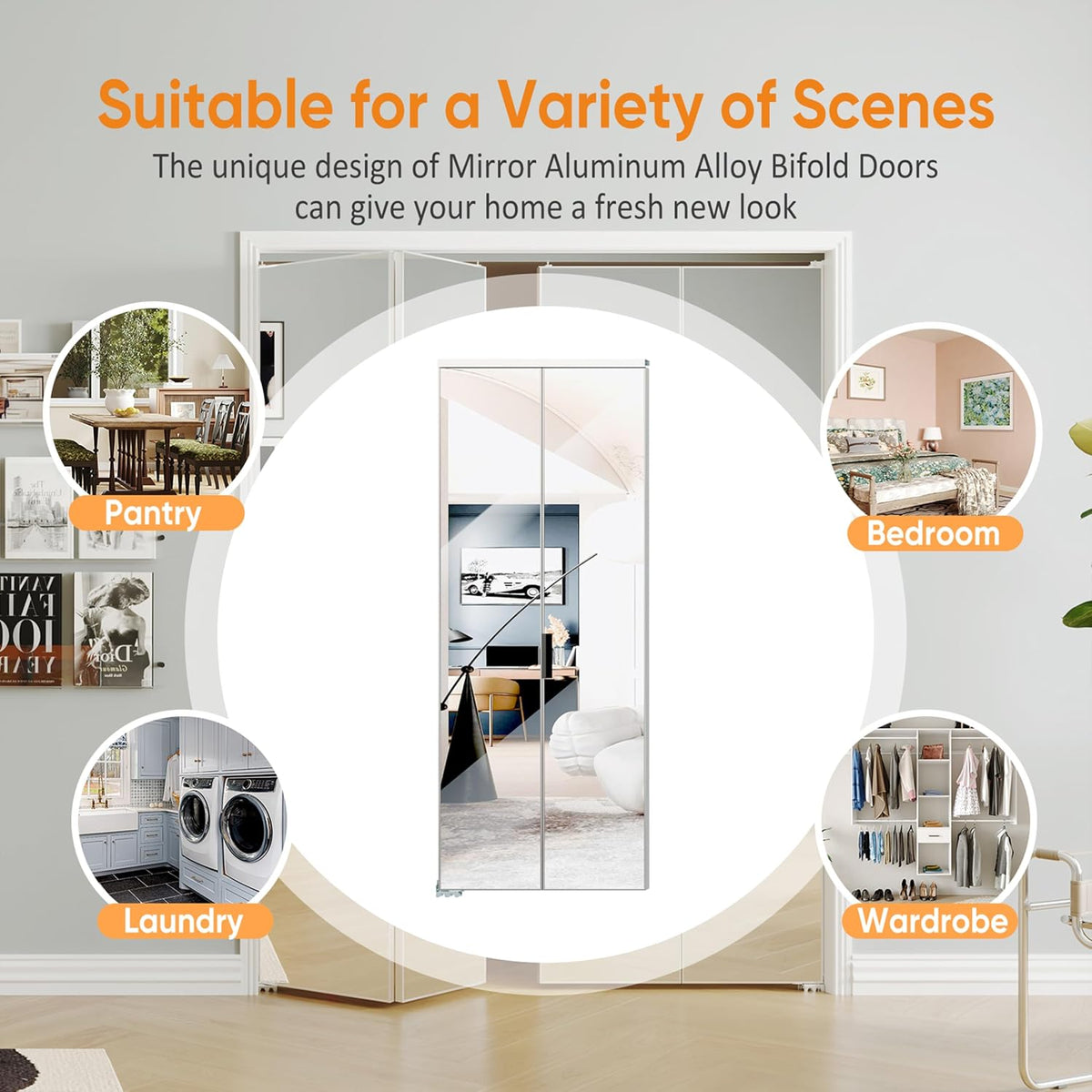 Mirror Bifold Closet Doors - Full Length 1-Lite Design