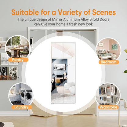 Mirror Bifold Closet Doors - Full Length 1-Lite Design