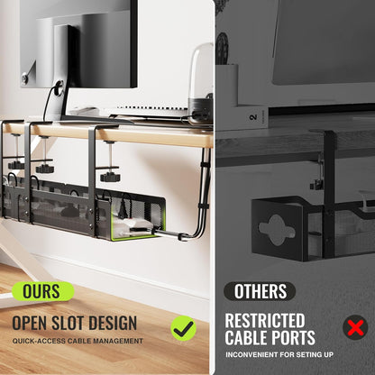 Under Desk Cable Management Tray - No Drill Wire Organizer