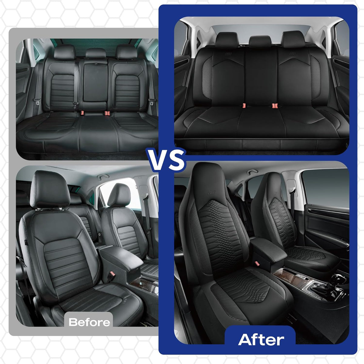 Memory Foam Car Seat Covers - Quilted Leather Front Seats