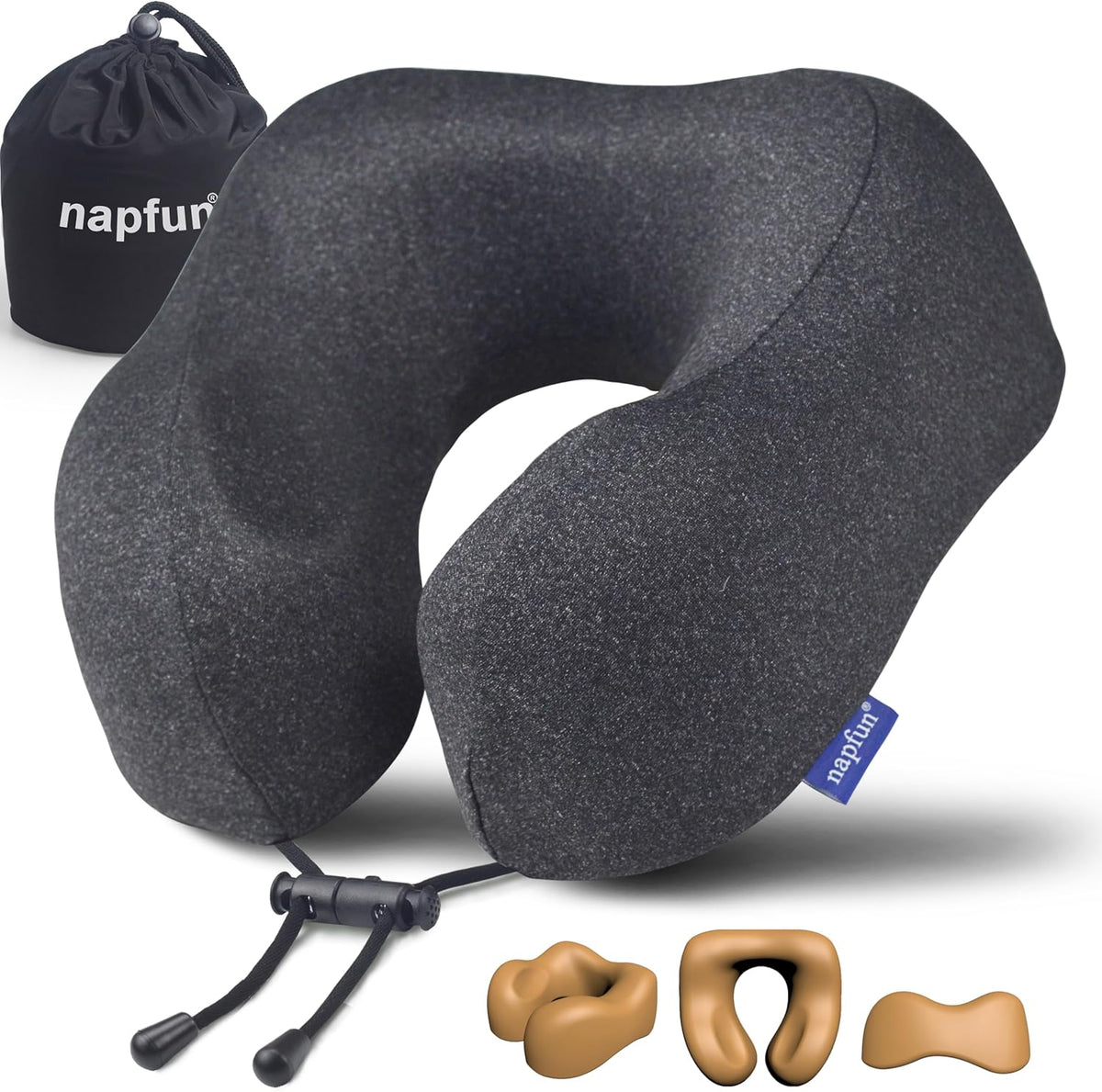 Pure Memory Foam Travel Neck Pillow for Airplane & Flight
