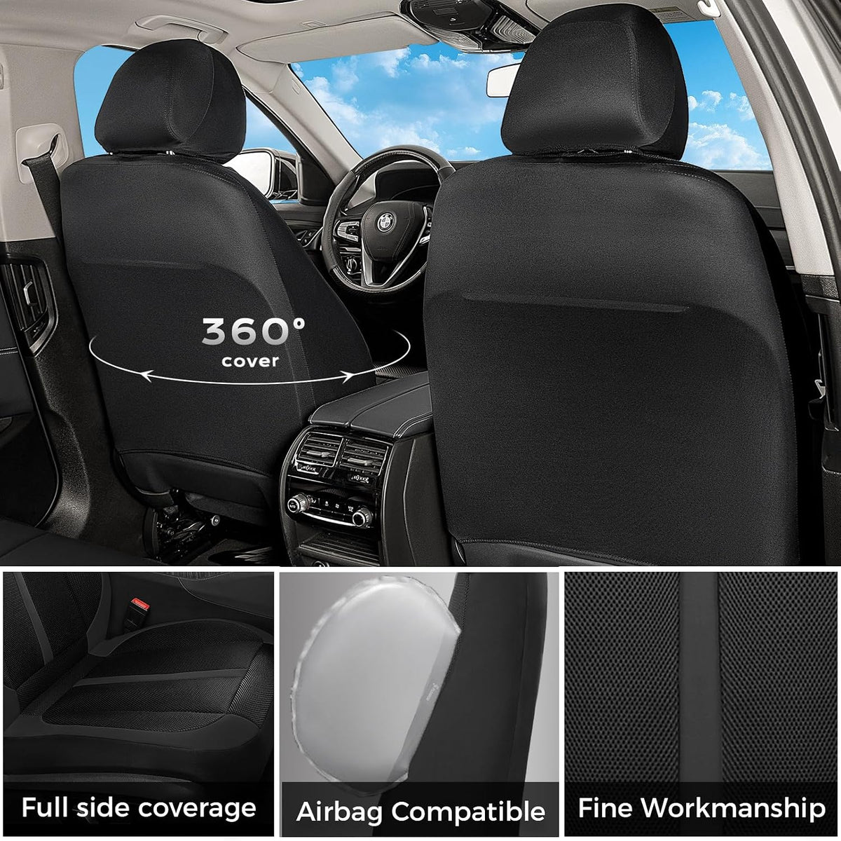 Premium Car Seat Covers Full Set - Universal Fit 5 Seats