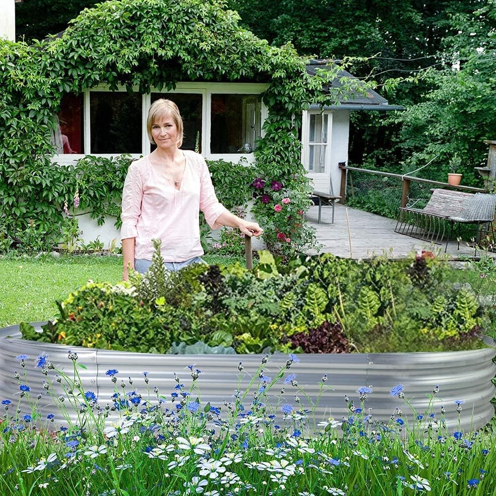 Galvanized Raised Garden Bed Kit - Oval Metal Planter Boxes