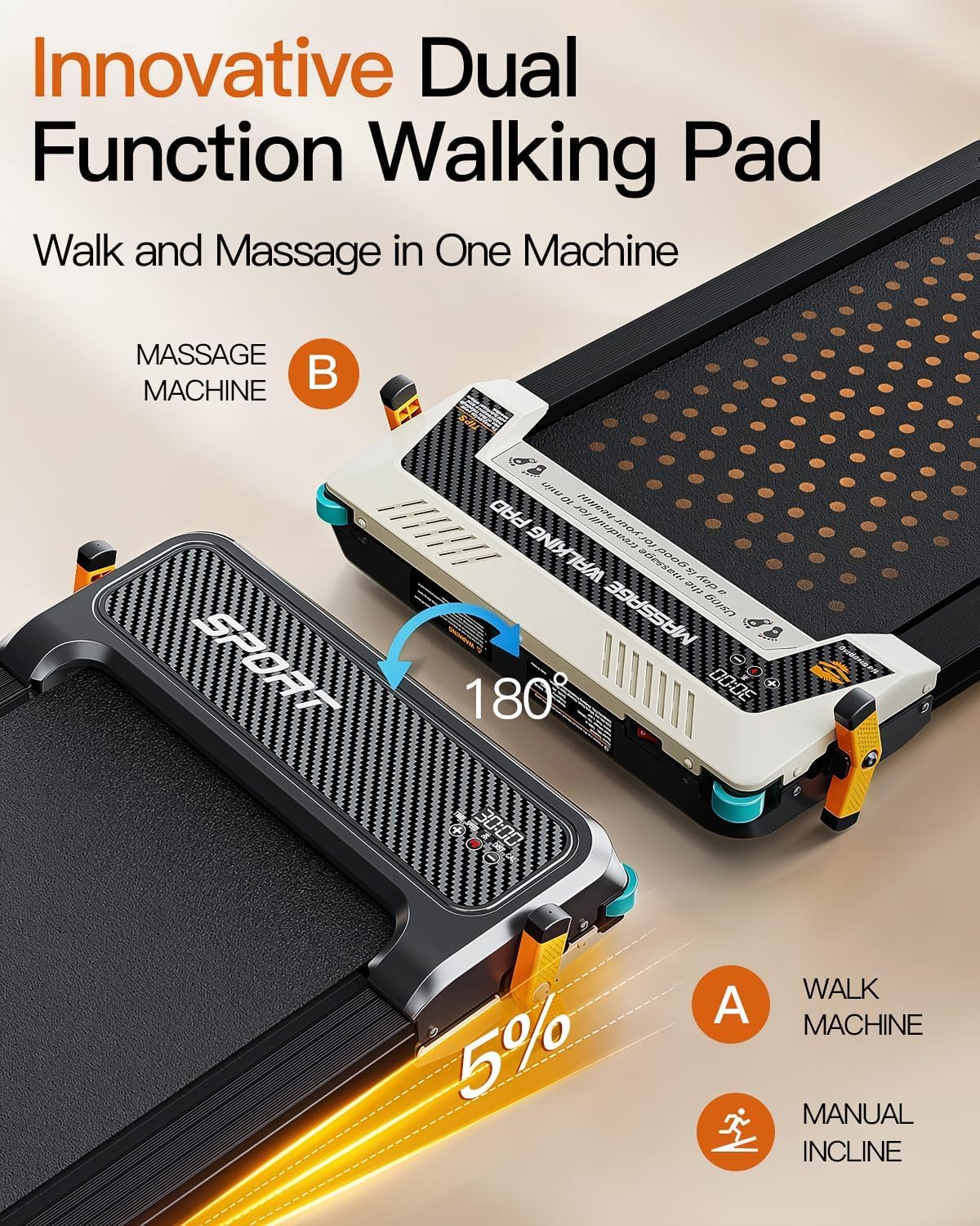 Dual-Sided Walking Pad with Incline - 2in1 Home Treadmill