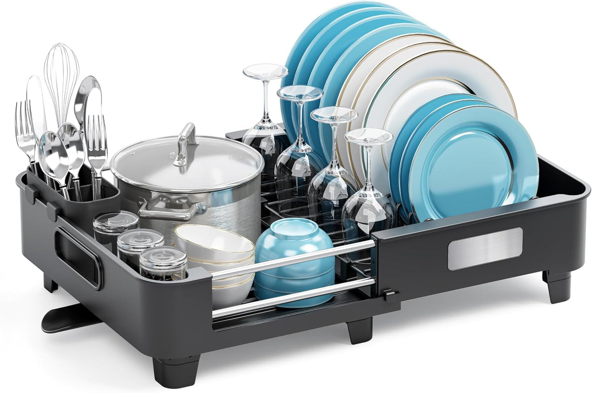 Extendable Dish Drying Rack for Small Kitchen Counters