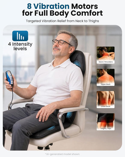 Heated Massage Seat Cushion with Vibration & 8 Nodes