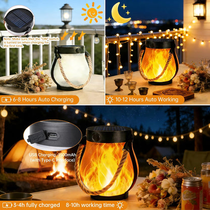 Solar Flame Lanterns Outdoor Waterproof - 2 or 4 Pack