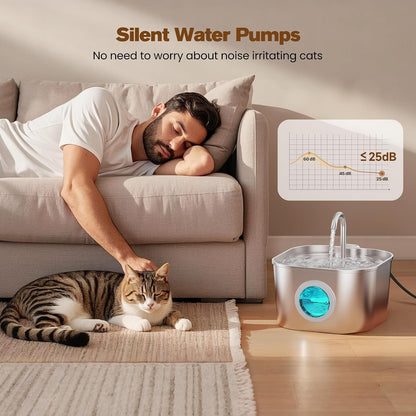 Stainless Steel Pet Water Fountain for Cats & Dogs