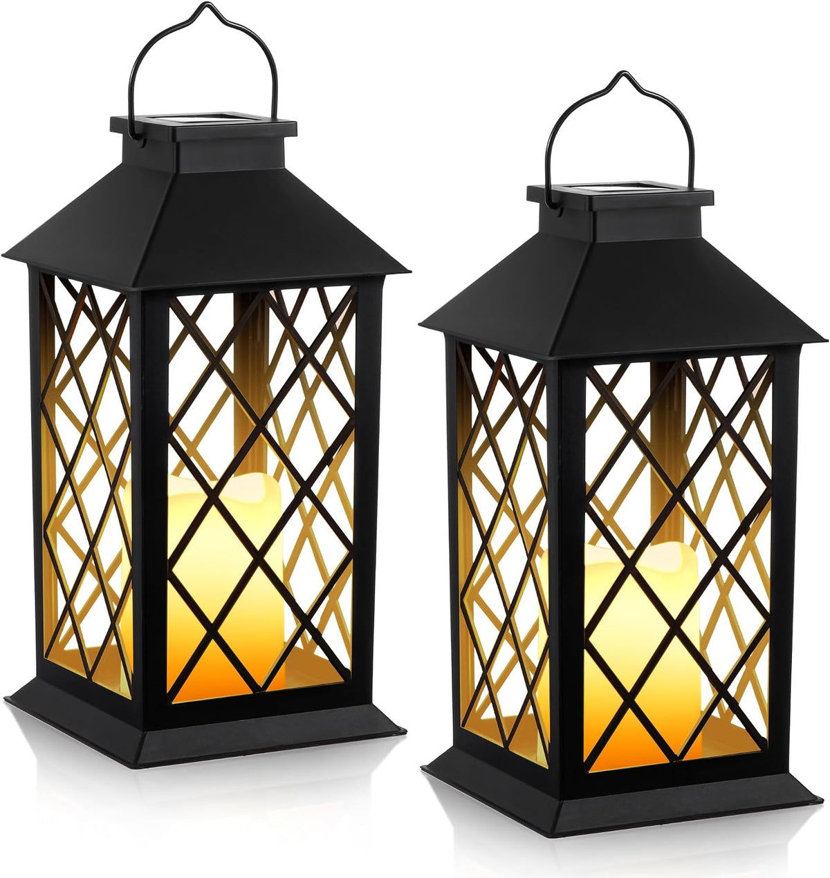 Solar Hollow Lanterns with Flickering LED Candle Light