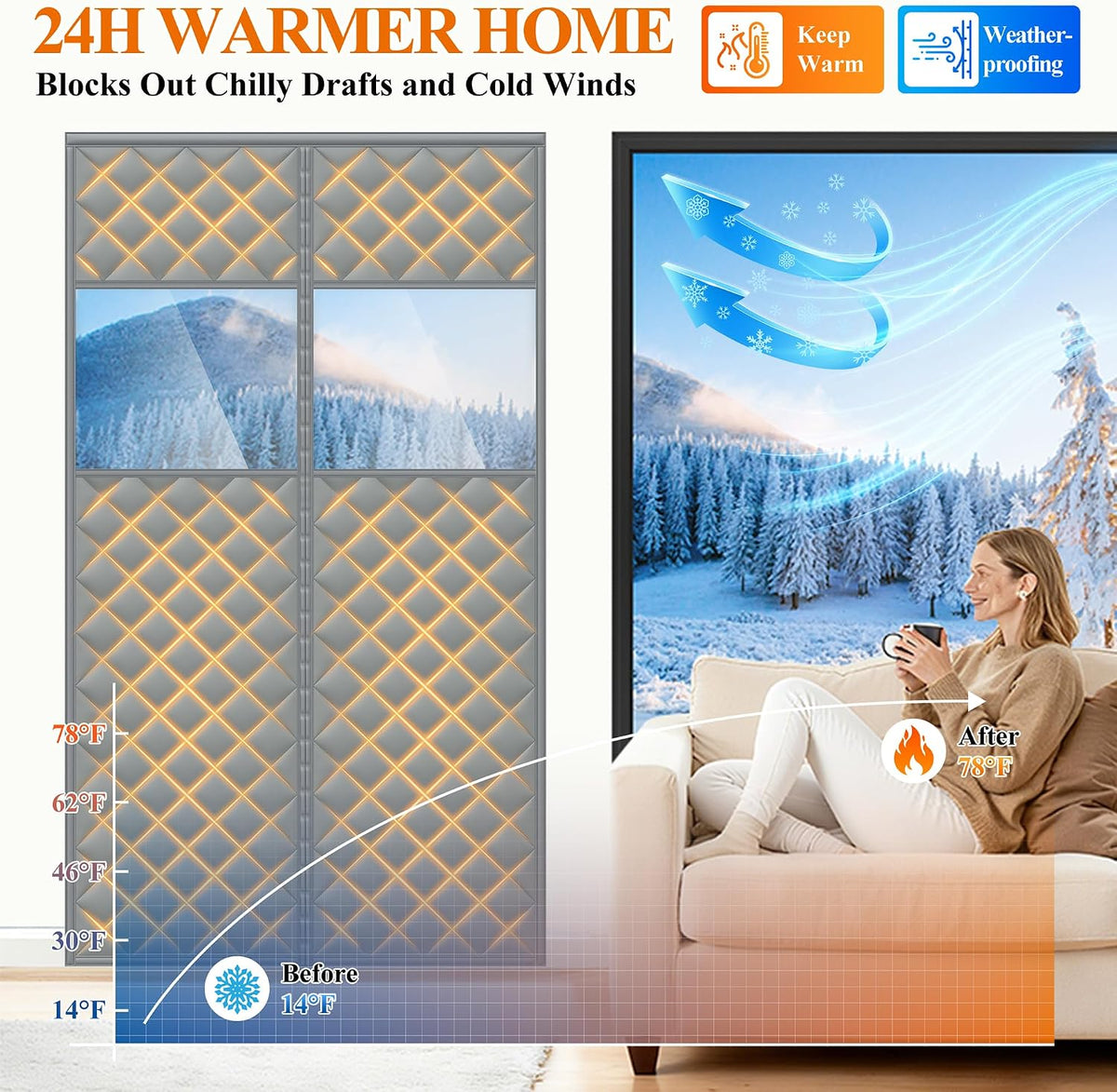 Magnetic Thermal Insulated Door Curtain - Climate Control