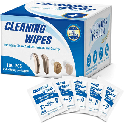 Hearing Aid Cleaning Wipes – 50 or 100 Count Care Kit