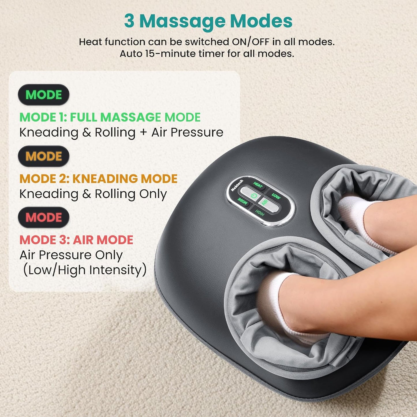 Shiatsu Foot Massager with Heat & Air Compression