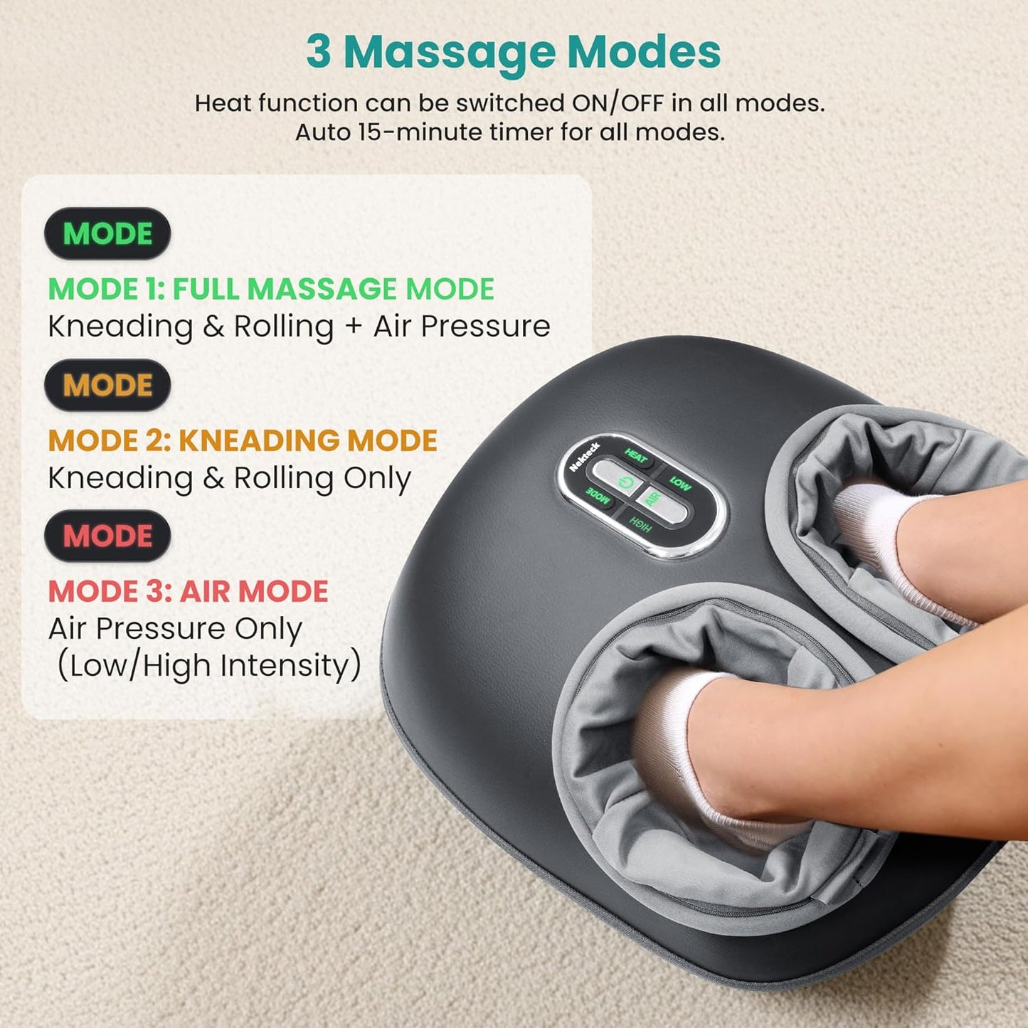 Shiatsu Foot Massager with Heat & Air Compression