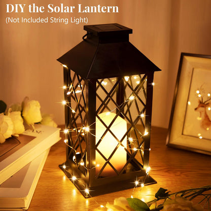 Solar Hollow Lanterns with Flickering LED Candle Light