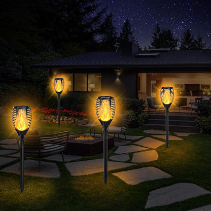 Solar Flame Torch Lights Outdoor 4 or 7 Pack - Pathway Decor