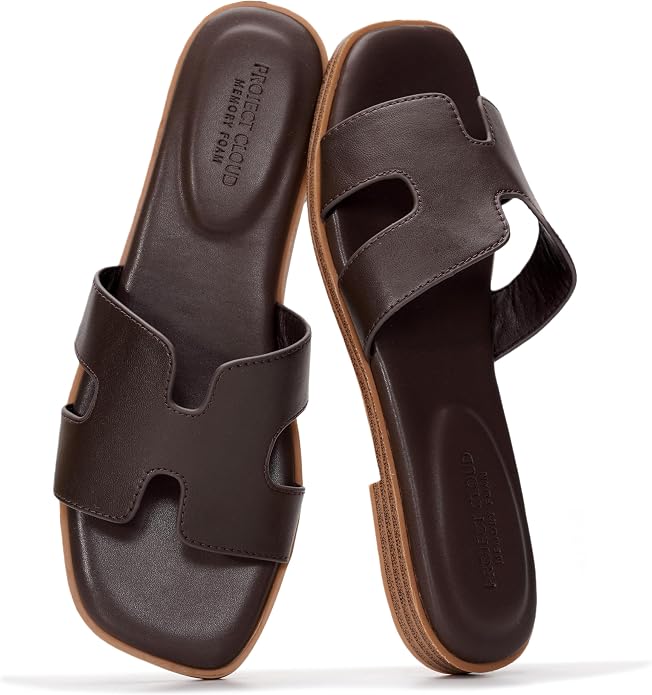 Genuine Leather Sandals with Memory Foam Insole for Women