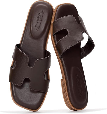 Genuine Leather Sandals with Memory Foam Insole for Women