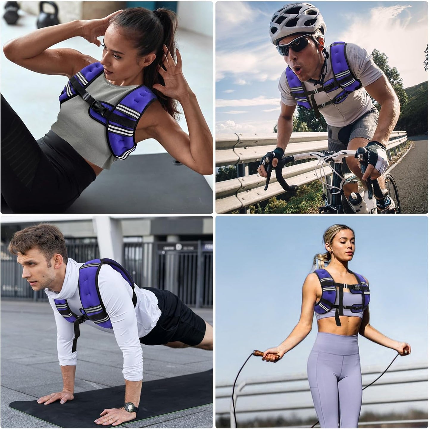 Zeerun Weighted Vest, 6Lb/8Lb/10Lb/12Lb/15Lb/18Lb/20Lb/24Lb/30Lb for Men Women, Reflective Stripe Adjustable Buckle, Comfortable Durable Rucking Vest for Walking Running Strength Training