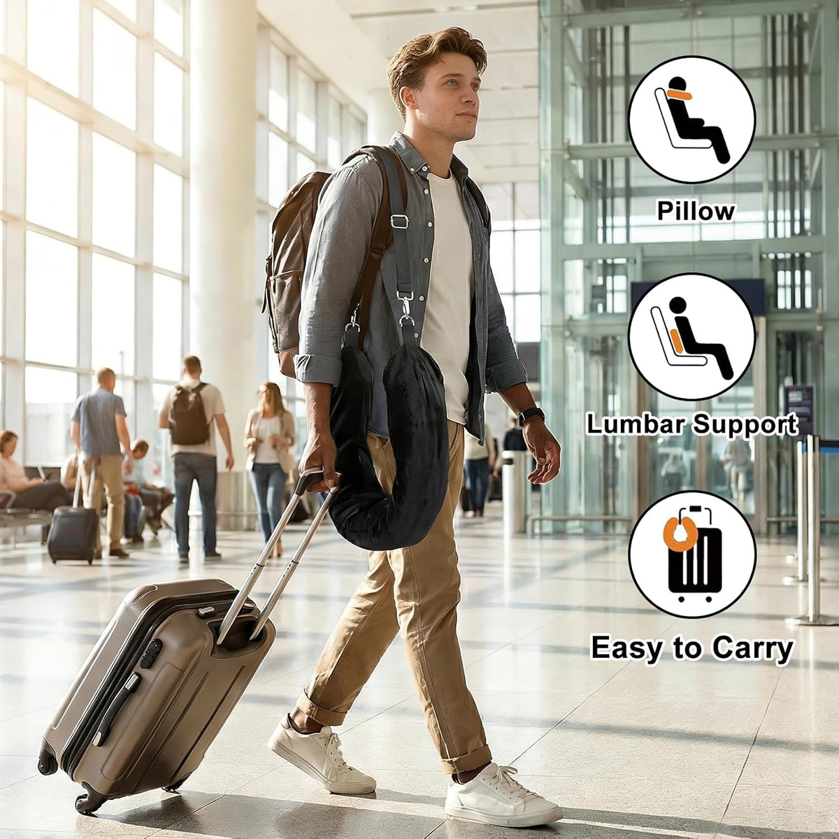 Stuffable Travel Neck Pillow - Fillable Clothes Storage