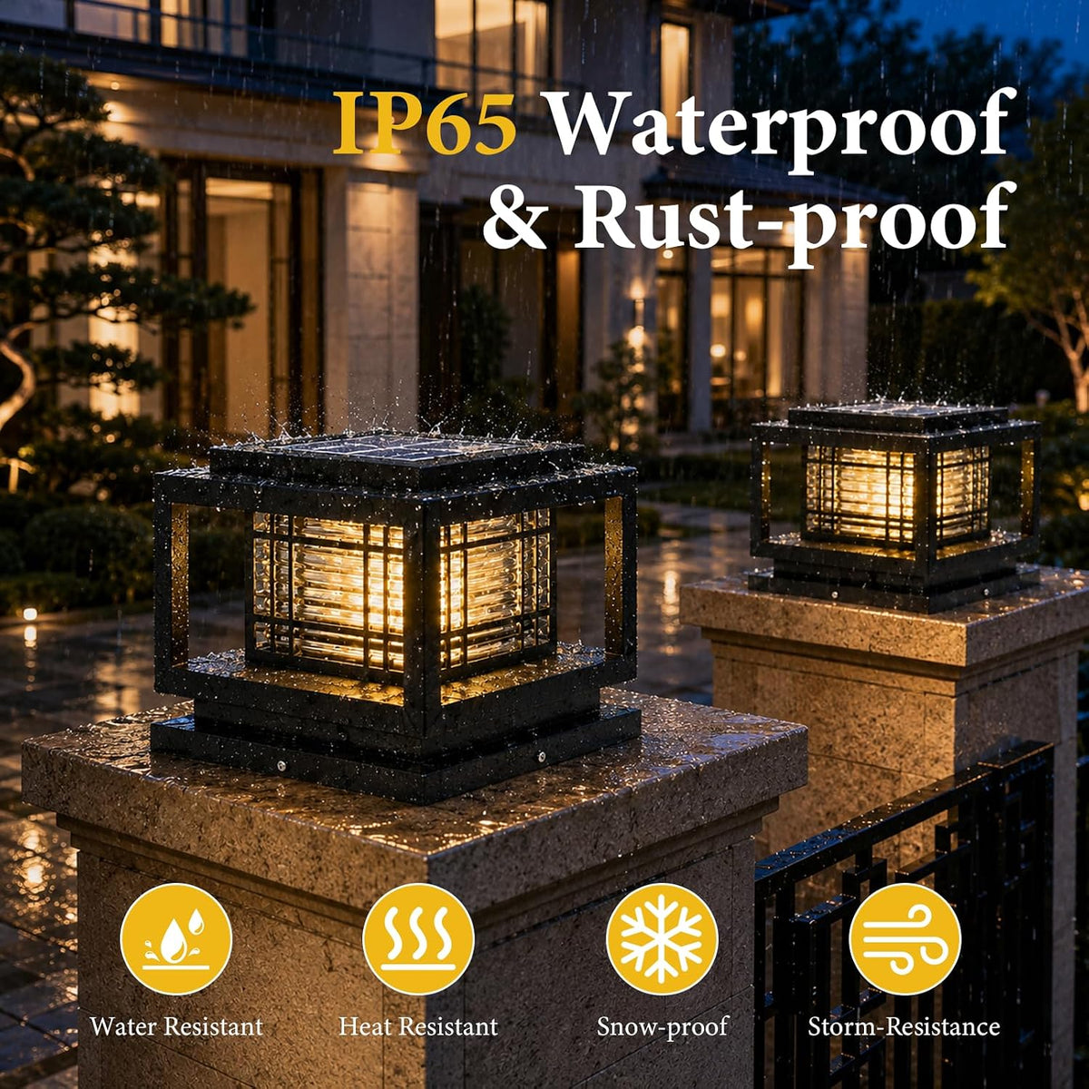 Solar Outdoor Column Lights - Modern Aluminum Post Cap Lights
