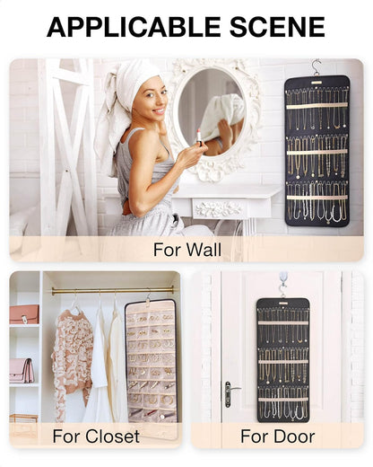 Dual-Sided Hanging Jewelry Organizer | Necklace & Earring Storage