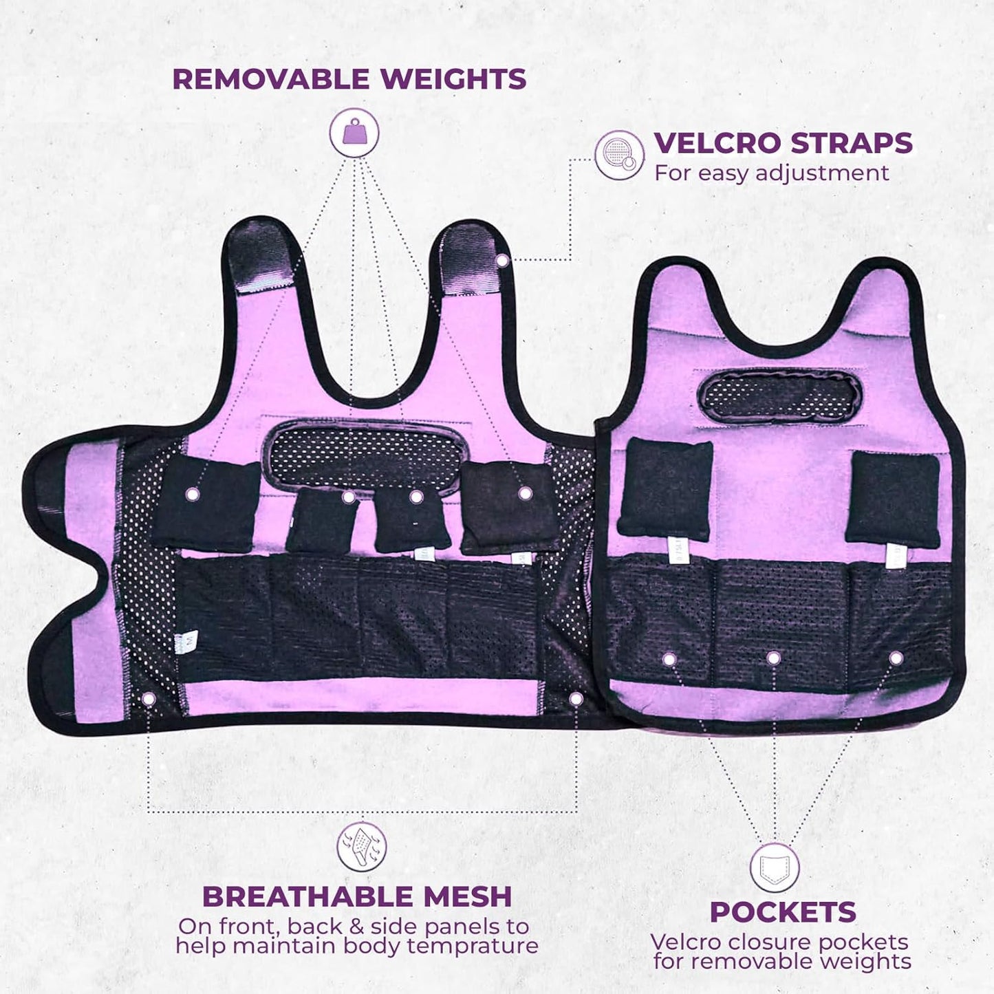 Kids Weighted Sensory Compression Vest - Calming Purple Design