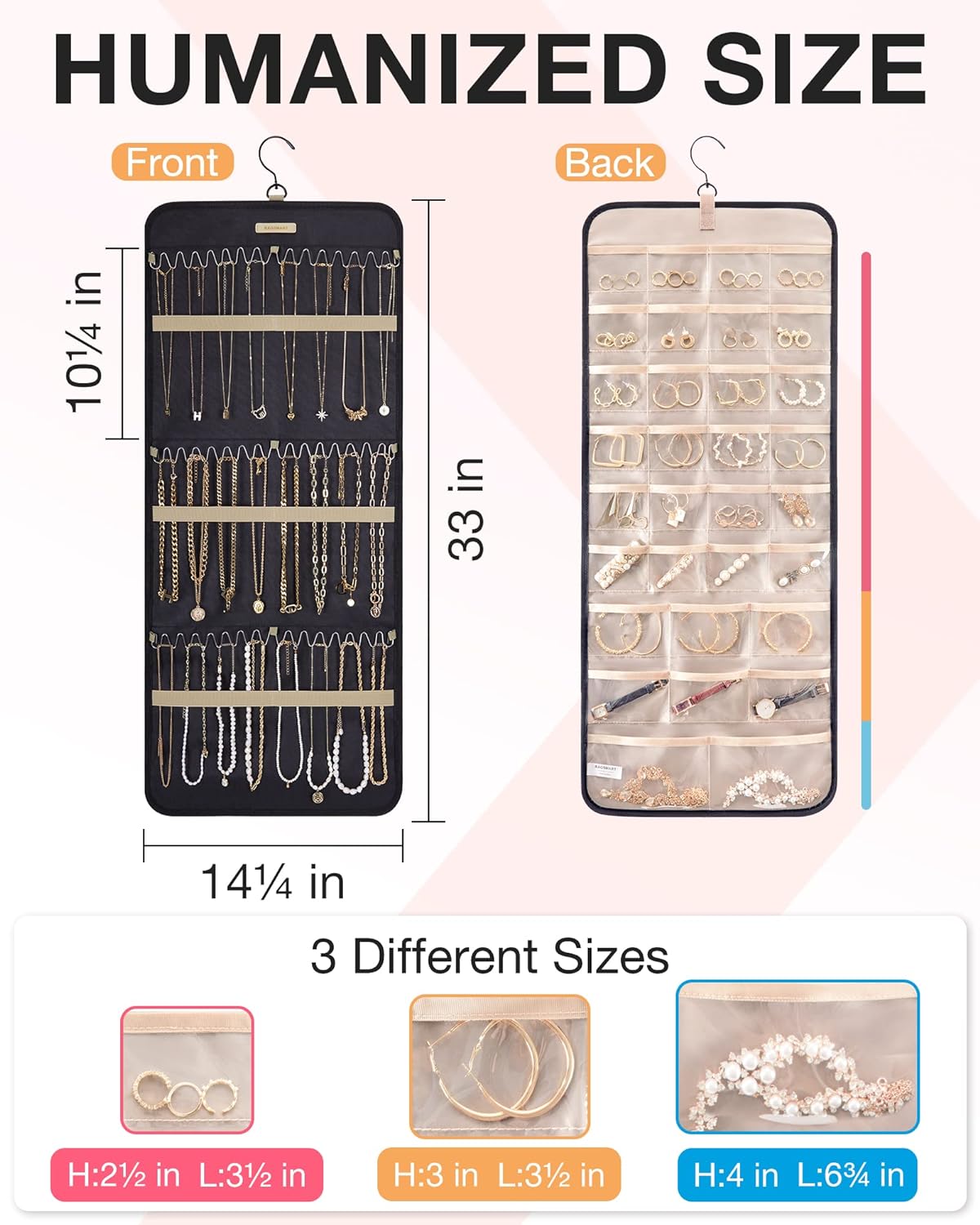 Dual-Sided Hanging Jewelry Organizer | Necklace & Earring Storage