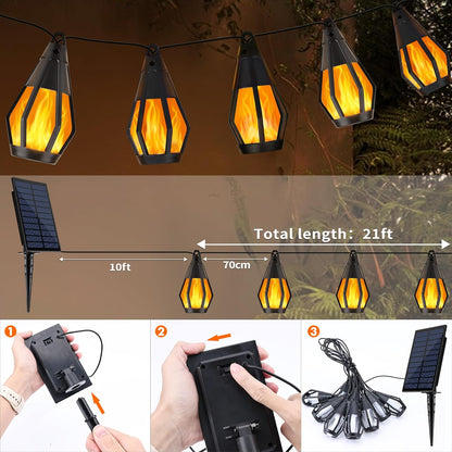 Solar String Lights – Flickering Flame Outdoor Patio Lights