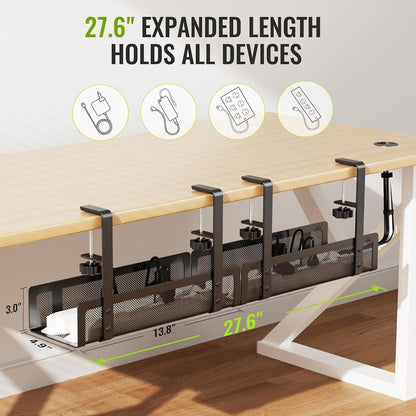 Under Desk Cable Management Tray - No Drill Wire Organizer