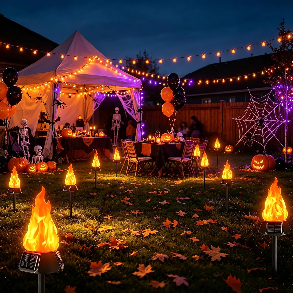 Solar Torch Lights Outdoor Waterproof Halloween Landscape 4-Pack