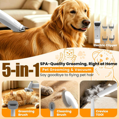 Pet Grooming Kit with Vacuum | 12000Pa Suction & Clippers