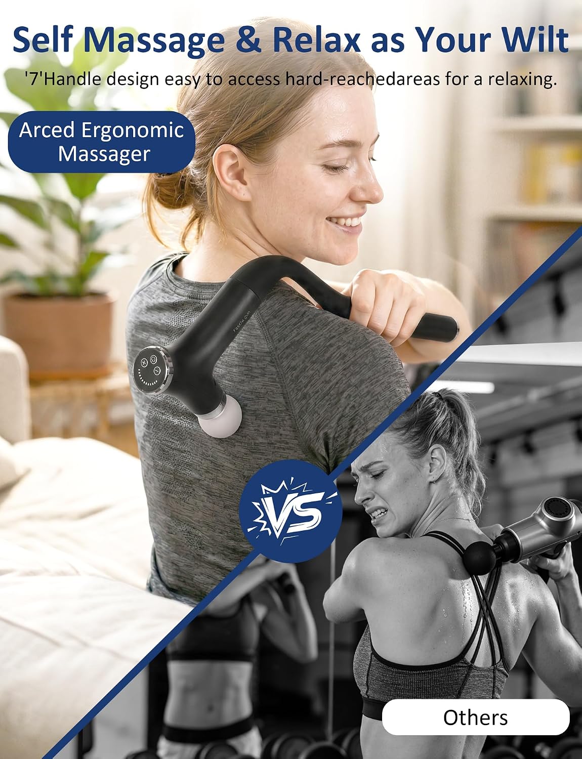 Ergonomic Deep Tissue Massage Gun with Extension Handle