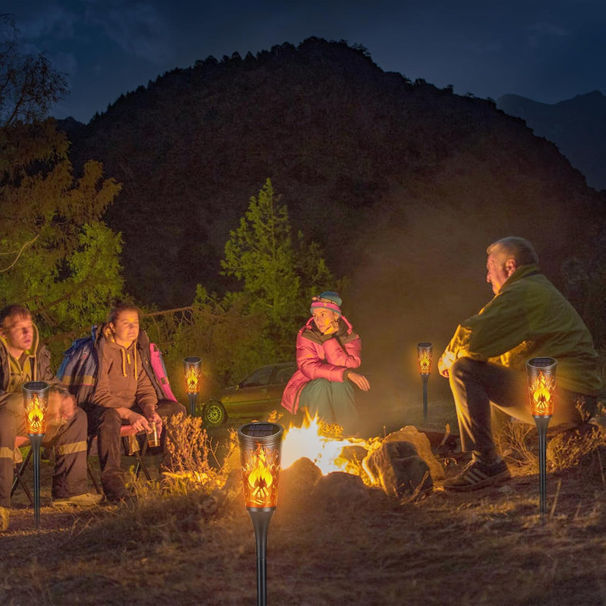 Solar Flame Torch Lights - Waterproof Outdoor LED Pathway