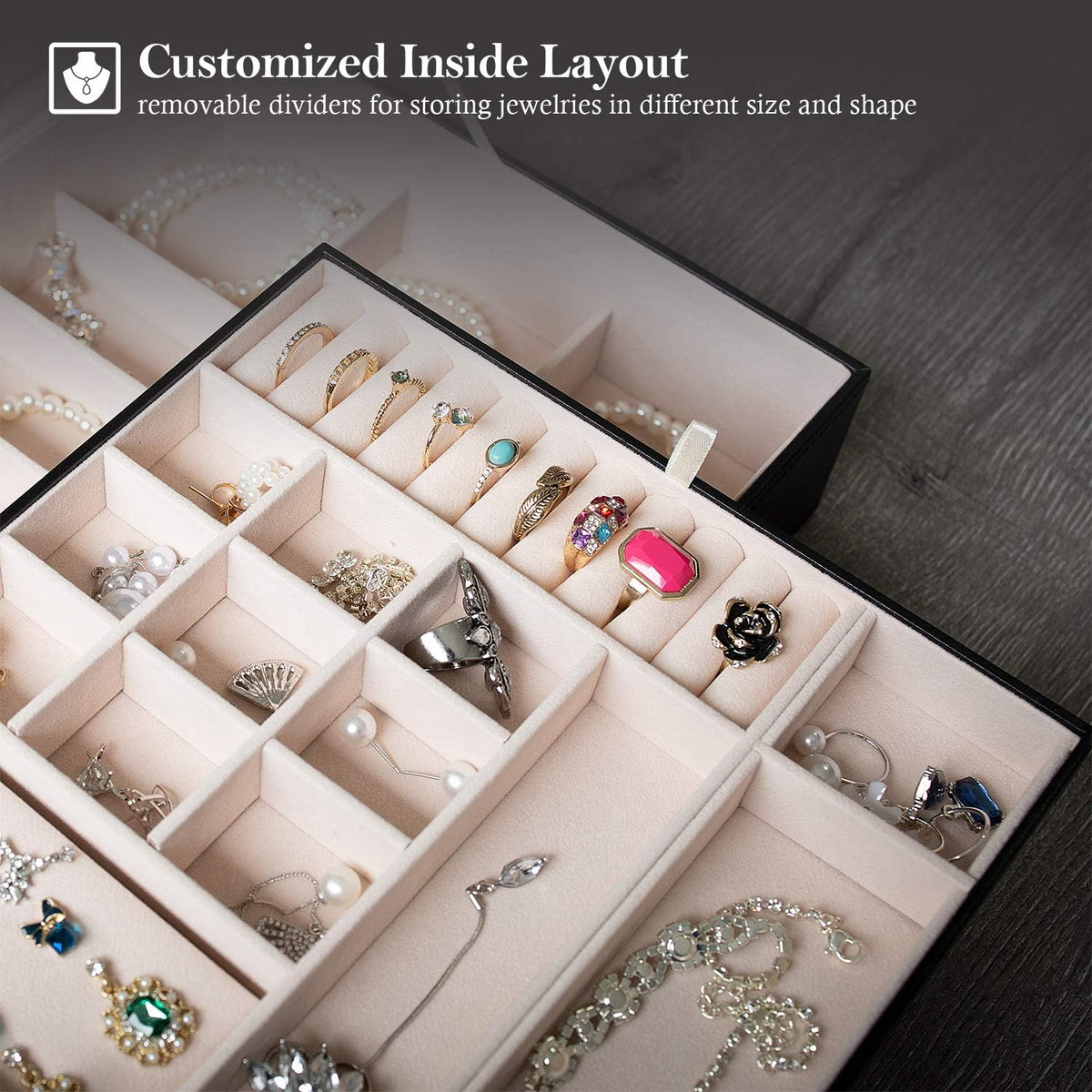 Premium Two-Layer Jewelry Organizer with Travel Lock