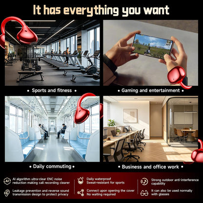 Open Ear Clip-On Headphones – Wireless Earbuds No In-Ear