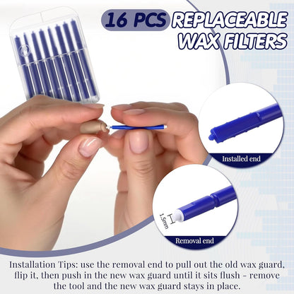 Hearing Amplifier Accessories Kit – Compatible with Audien Atom, Atom Pro & Atom 2 Hearing Amplifiers – Cleaning Tools Set with Silicone Domes (6 Sizes), Wax Guards, Brush, Screwdriver & Carry