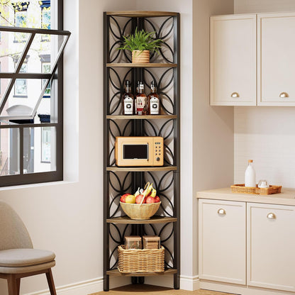 6-Tier Corner Shelf - Space-Saving Vertical Storage Tower