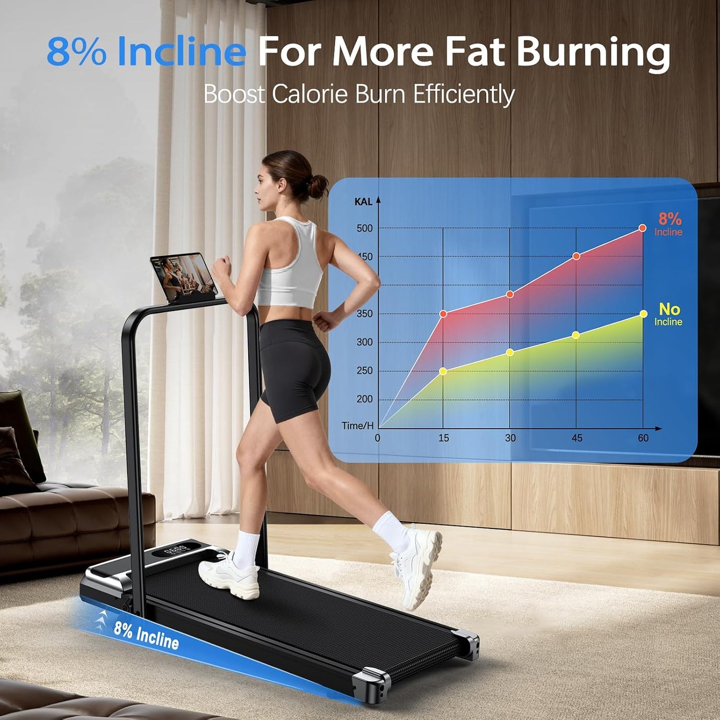 Portable Foldable Treadmill for Home & Office | 300 LBS Capacity