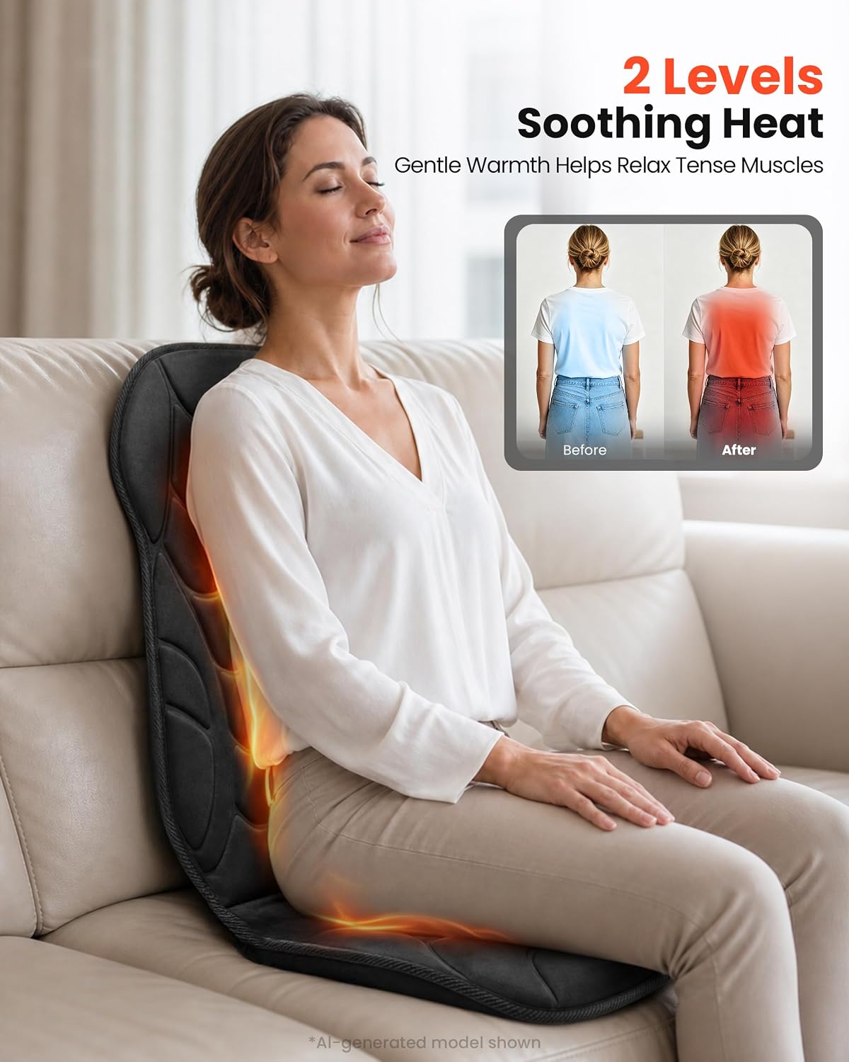 Heated Massage Seat Cushion with Vibration & 8 Nodes