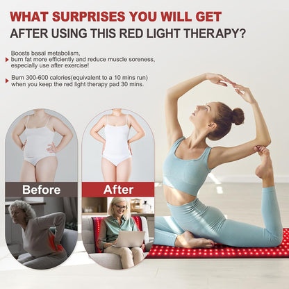 Red Light Therapy Mat 660nm 850nm - 24 x 39 inch Full Body
