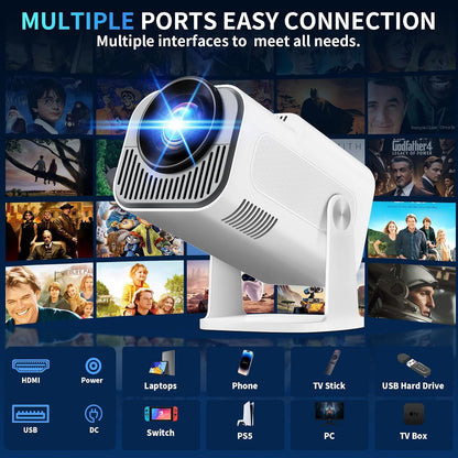Mini Projector 4K 1080P WiFi 6 Bluetooth Rotatable Portable