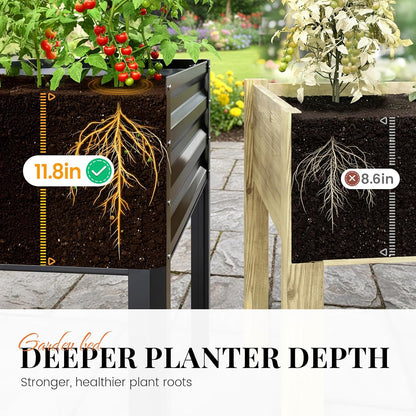 Elevated Garden Bed with Legs & Protective Netting 48x24x56 in