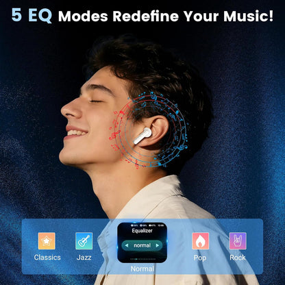 Wireless Earbuds with Smart Touch Screen & 60H Playtime
