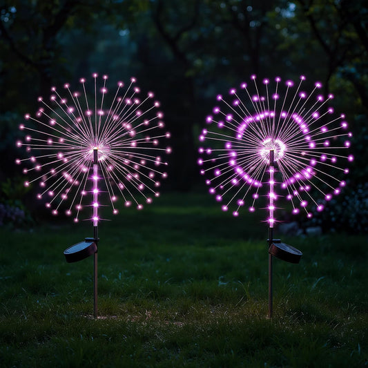 Solar Firework Lights - Outdoor Garden Stake Decor (2-Pack)