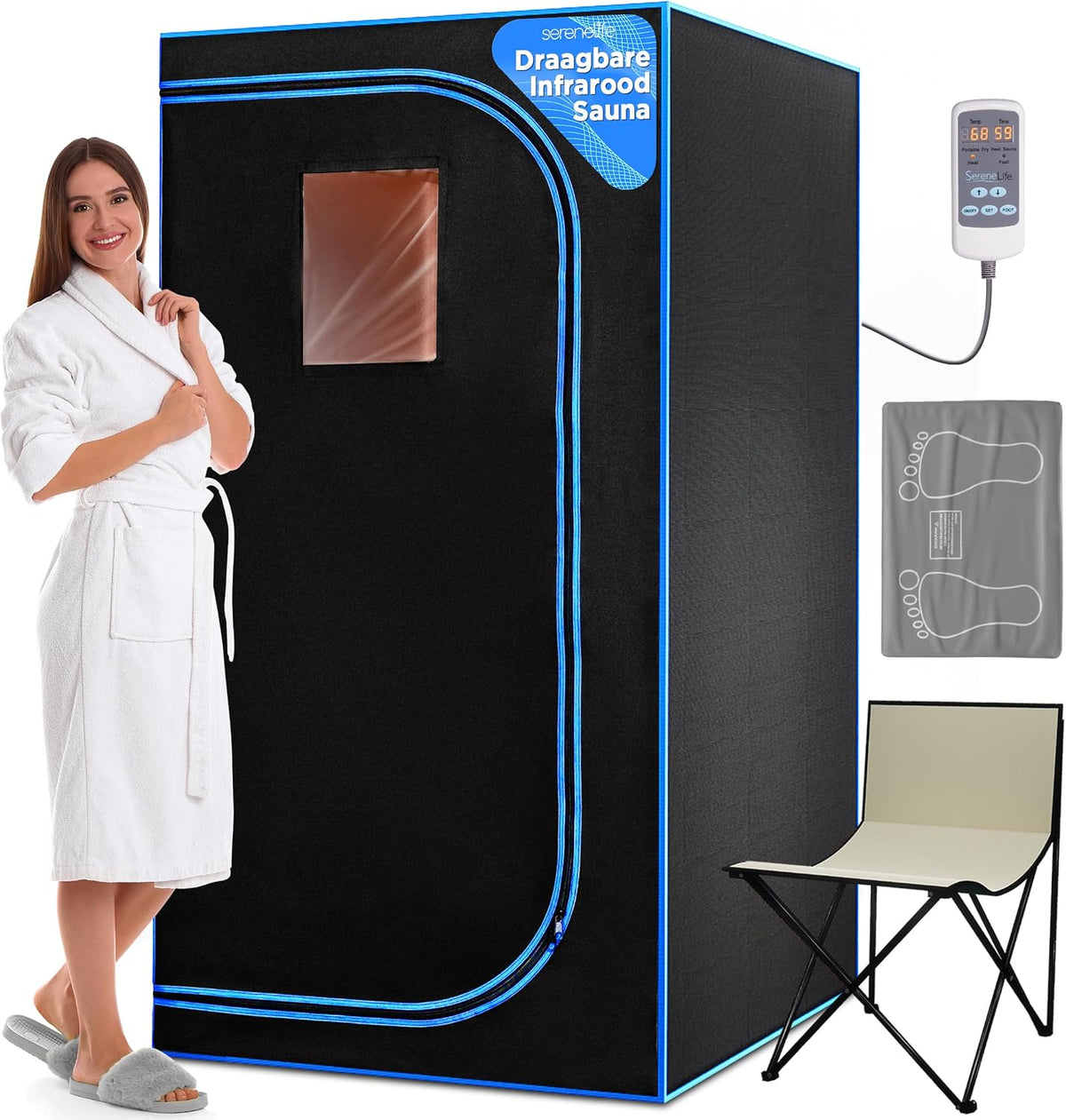 Portable Infrared Sauna Tent with Heated Footpad & Remote