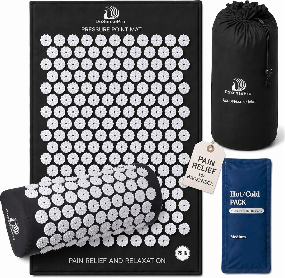 Acupressure Mat & Pillow Set with Hot/Cold Pack - 4-in-1