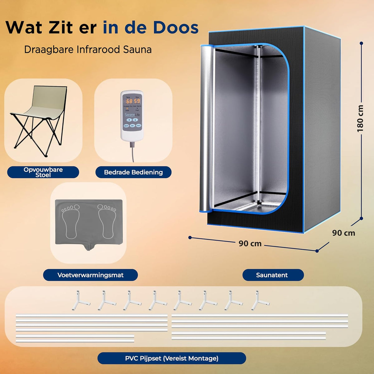 Portable Infrared Sauna Tent with Heated Footpad & Remote