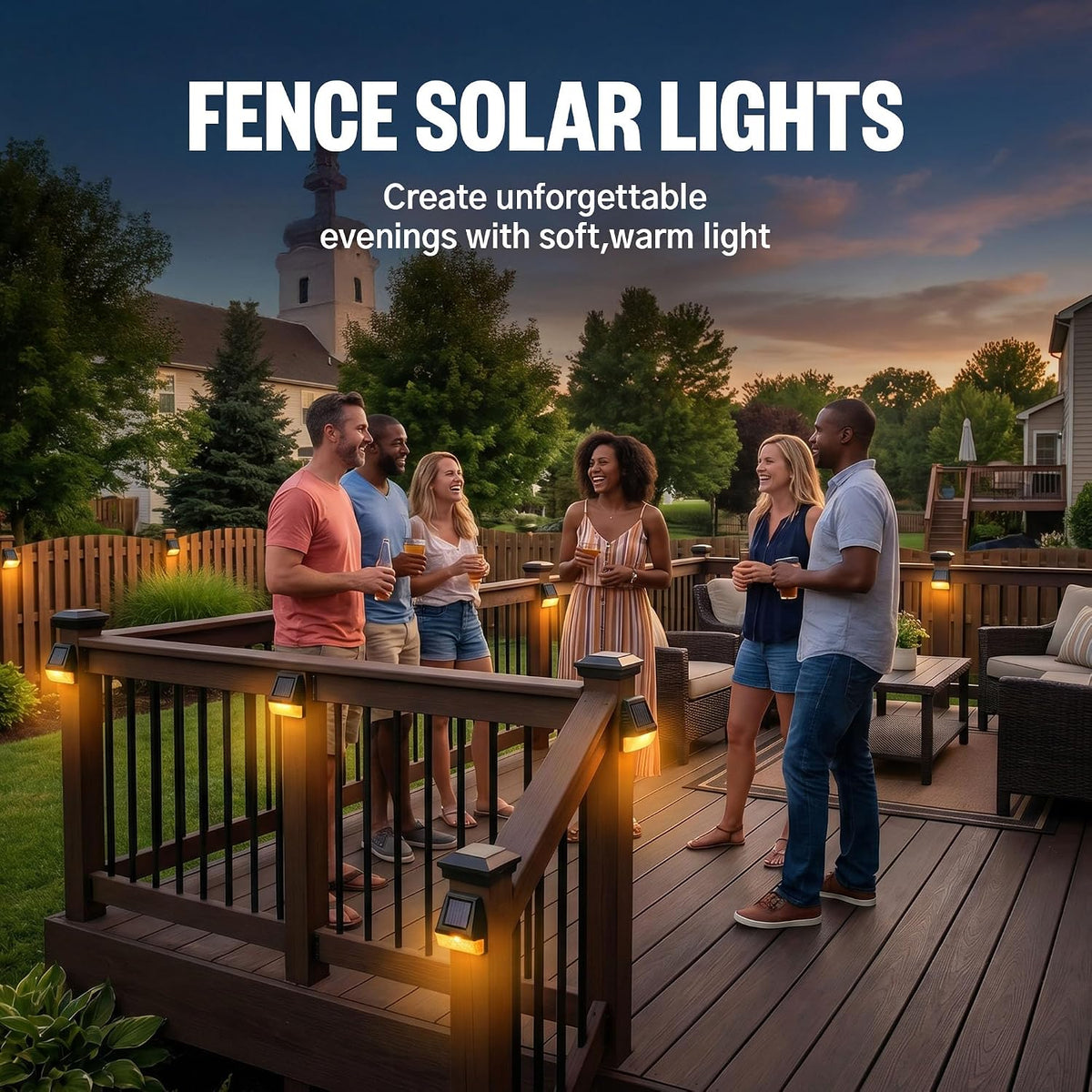 Magnetic Solar Lights for Raised Garden Beds - 6 Pack